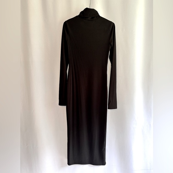 Women’s Black Turtleneck Ribbed Sweater Dress - Picture 2 of 3